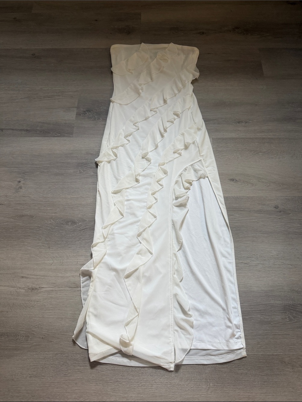 Women’s Cream Ruffle Maxi Dress